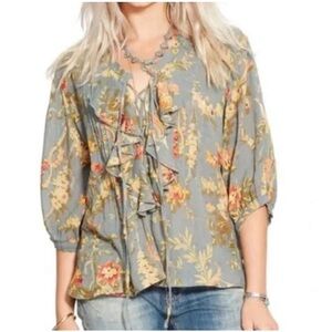Denim & Supply Ralph Lauren Avery Swing Floral Blouse Boho Ruffle size L